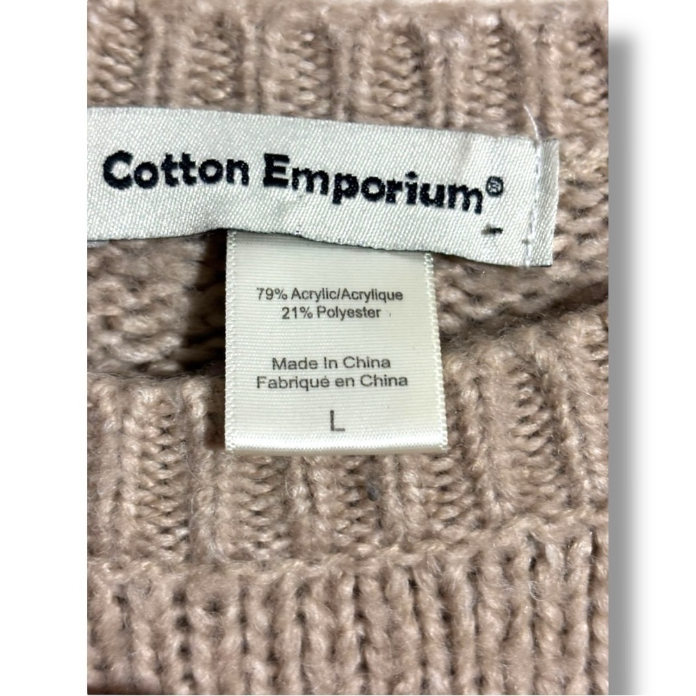Cotton Emporium Tan Long Sleeve Cozy Chunky Knit Crew Neck Sweater - Picture 9 of 15